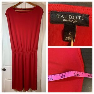 Talbots Red Midi Pullover Dress Elastic Waist Women's Small Stretch READ‎